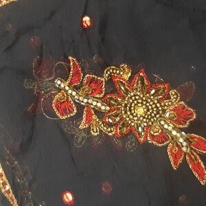 Silk beaded shawl navy color